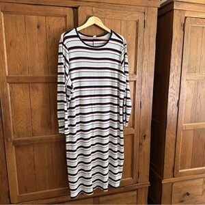 Old Navy Navy and Red Striped Long Sleeve Dress